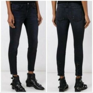 Current/Elliott Stiletto Slit Black Skinny Jeans